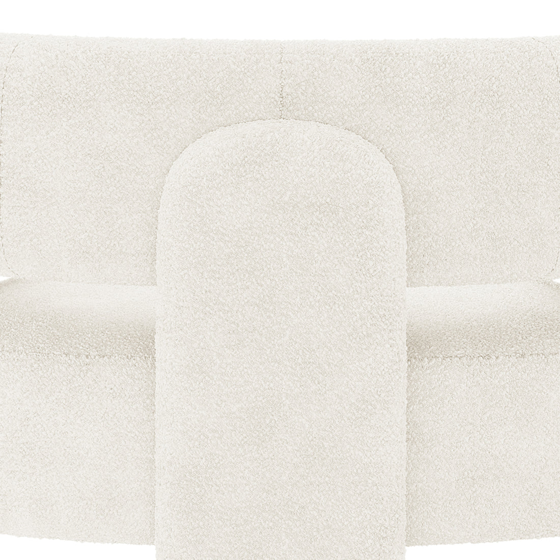 Seto Boucle Curved Occasional Accent Chair - Eggshell White