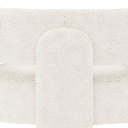 Seto Boucle Curved Occasional Accent Chair - Eggshell White