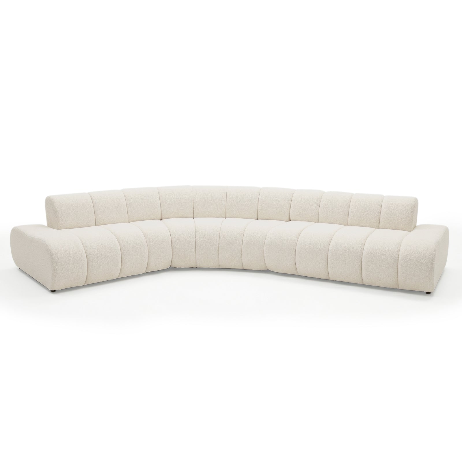 Modern L-shaped beige sectional sofa on white background