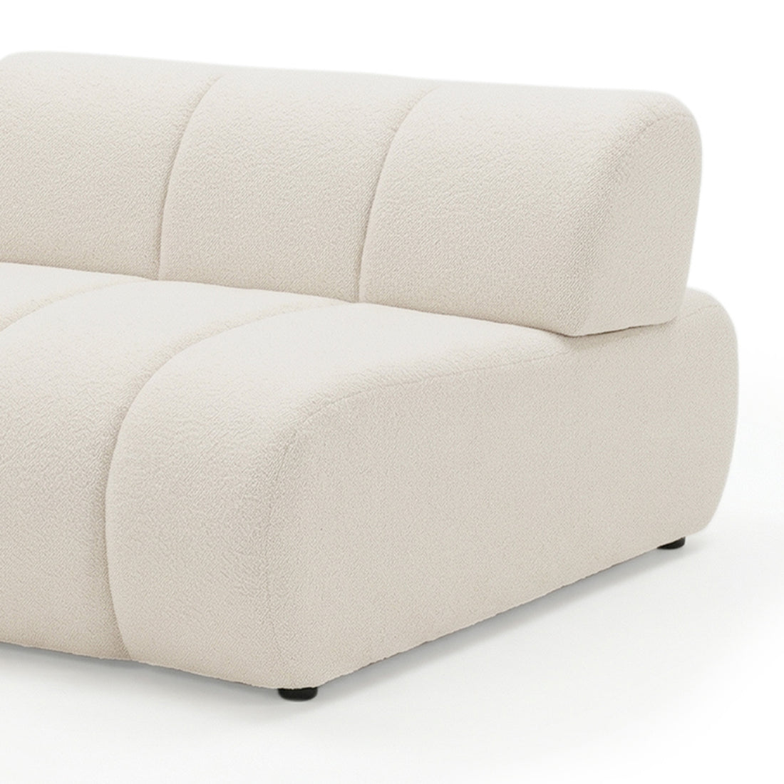 Talven 5 Seater Modular Curved Boucle Sofa in Cream White