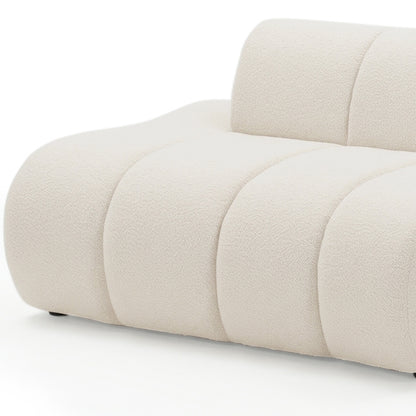 Talven 5 Seater Modular Curved Boucle Sofa in Cream White