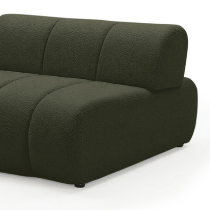 Talven 5 Seater Modular Curved Boucle Sofa in Dark Forest Green