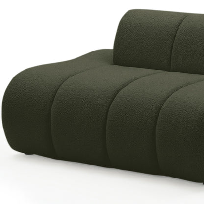 Talven 5 Seater Modular Curved Boucle Sofa in Dark Forest Green