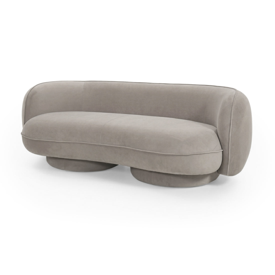 Contemporary light grey sofa on white background