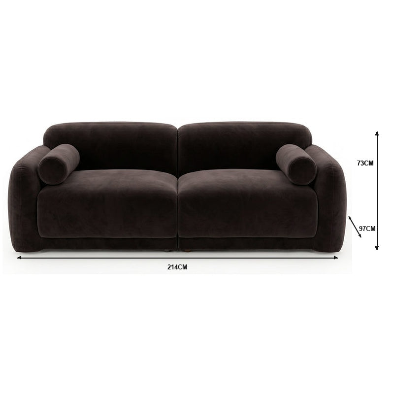 Vornell 3 Seater Performance Velvet Modular Sofa in Deep Mocha Brown