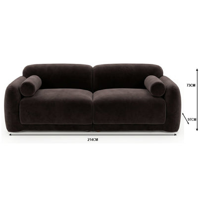 Vornell 3 Seater Performance Velvet Modular Sofa in Deep Mocha Brown