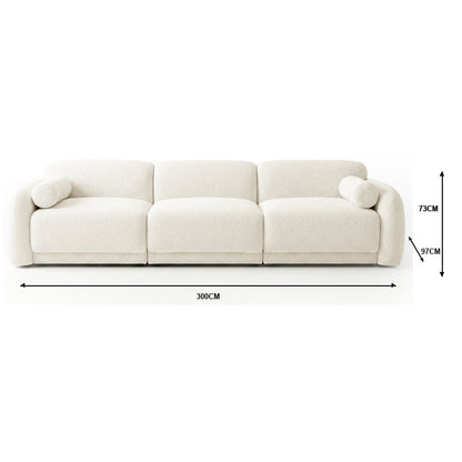 Vornell 4 Seater Performance Boucle Modular Sofa in Cream White