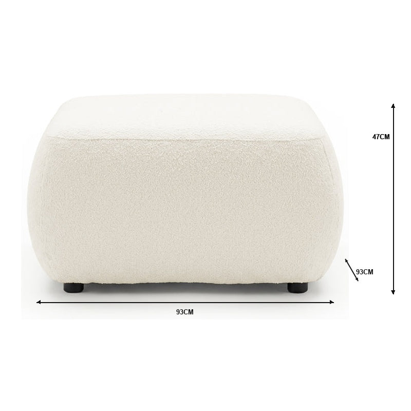 Vornell Modular Performance Boucle Ottoman in Cream White