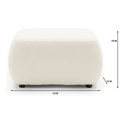 Vornell Modular Performance Boucle Ottoman in Cream White