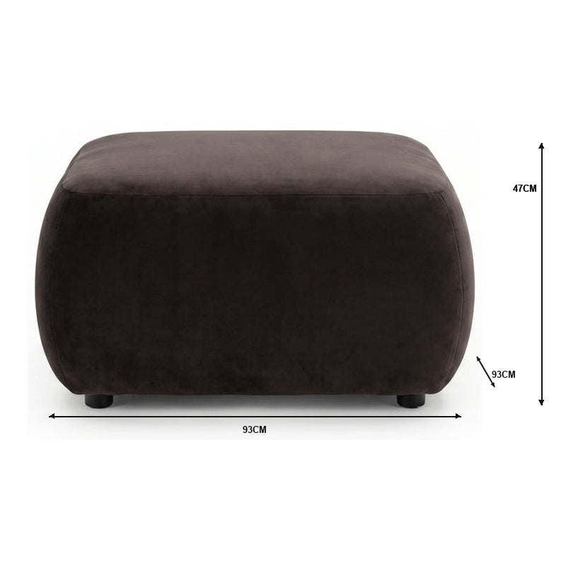 Vornell Modular Performance Velvet Ottoman in Deep Mocha Brown