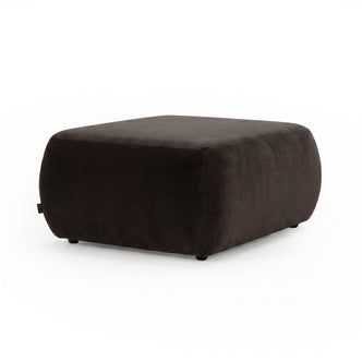 Dark brown rectangular ottoman on white background showing full product view
