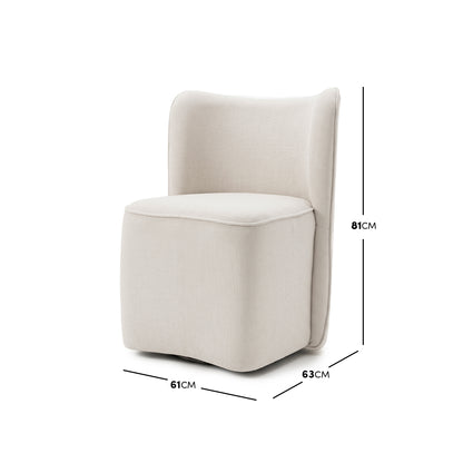 Dimension diagram for the cream upholstered swivel dining chair showing a height of 81 cm, width of 61 cm, and depth of 63 cm.