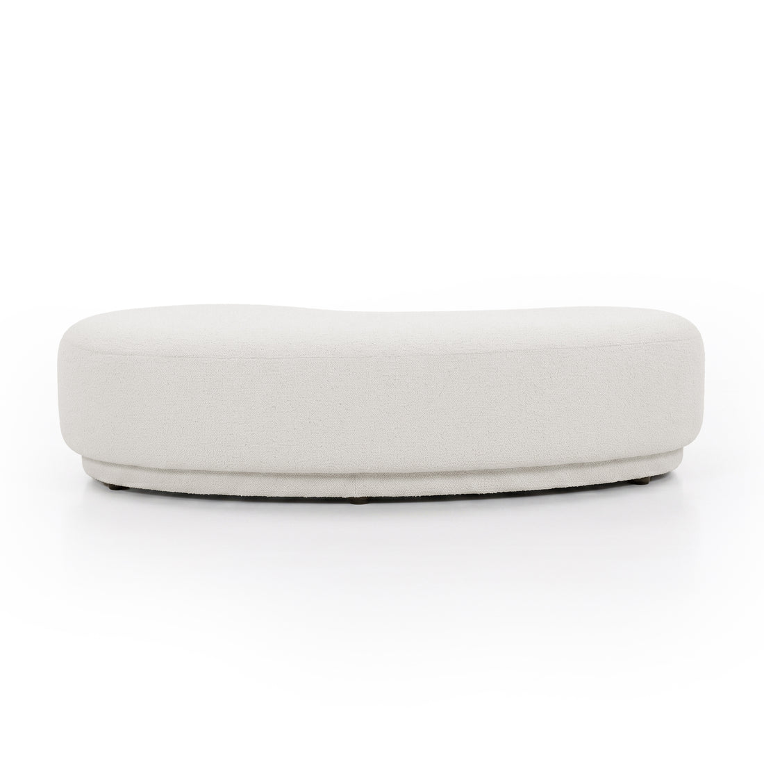 Light cream oval-shaped bench seat on a white background