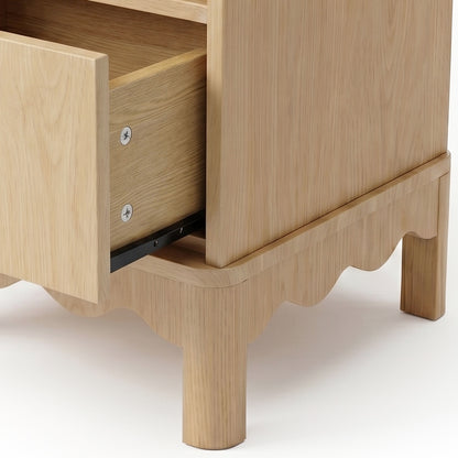 Close-up detail of drawer side and base on wooden furniture