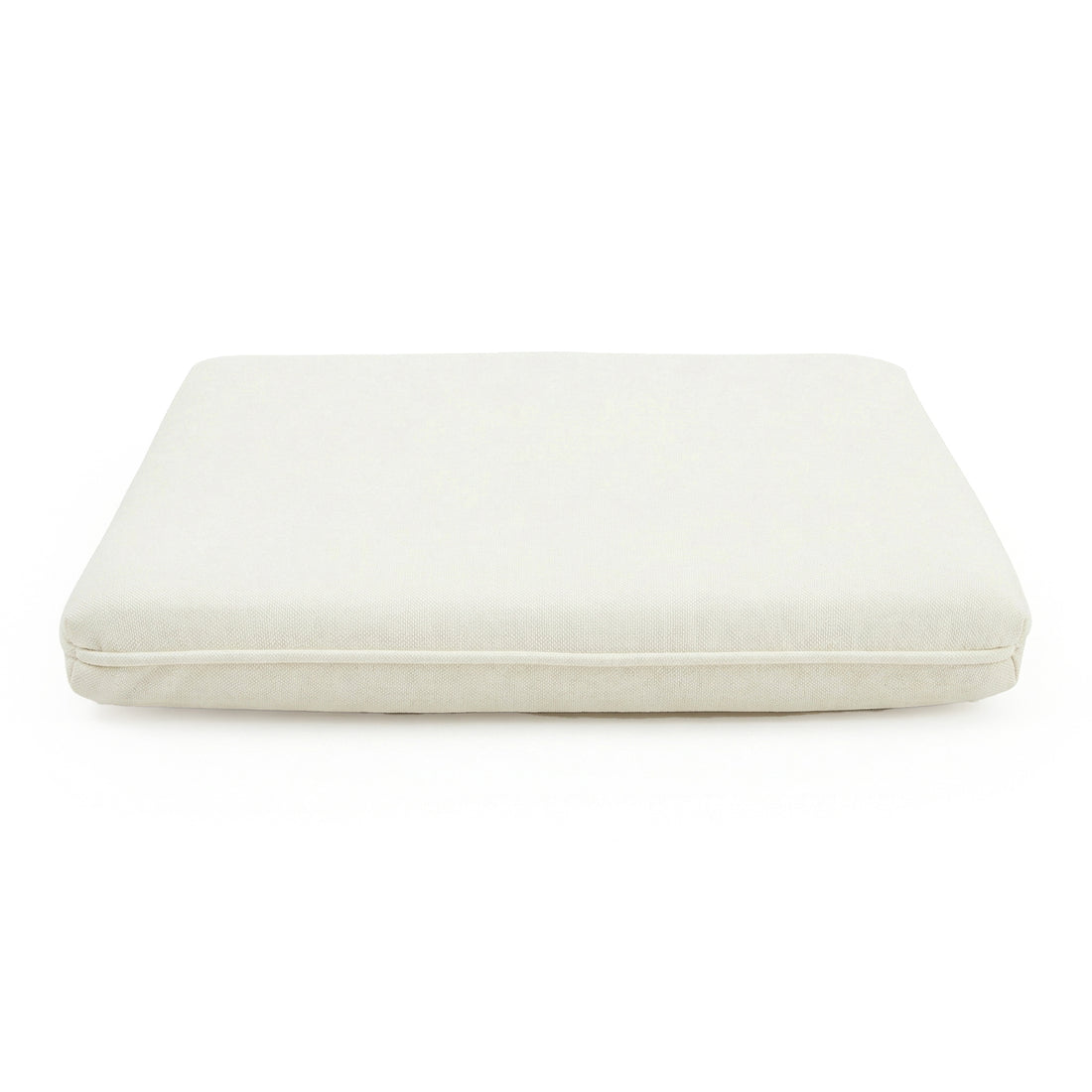 Evone Outdoor Cushion Covers in Cream White, featuring a rectangular foam cushion with a fabric cover and visible zipper, designed for easy outdoor setting refresh.
