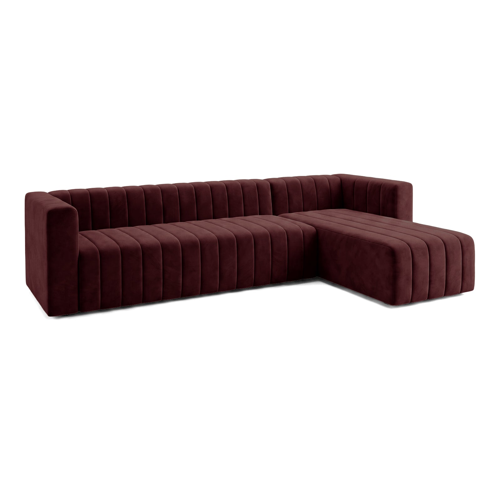 Full Dark Merlot L-shaped sectional sofa on a white background.