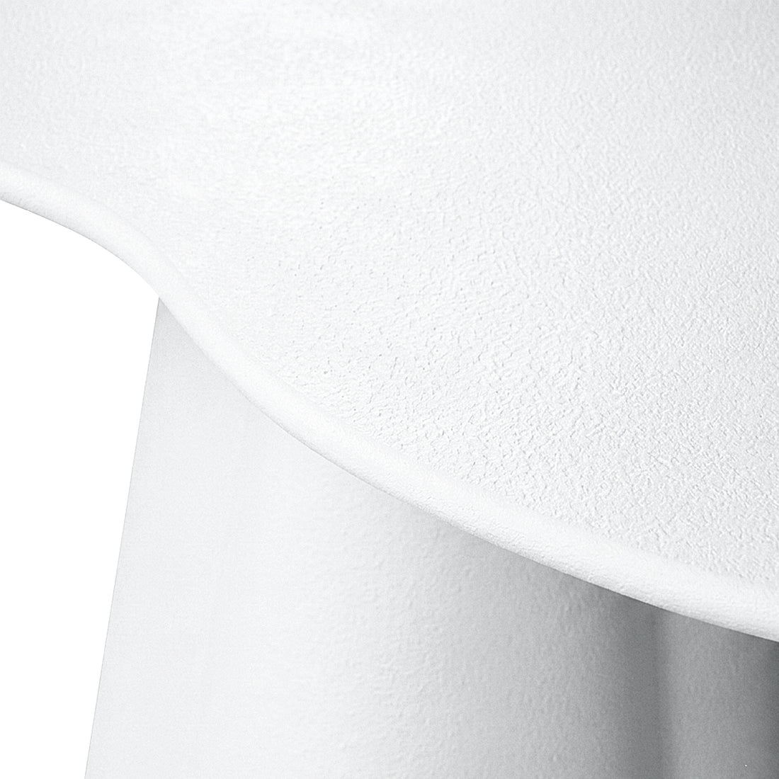 Close-up of a white textured curved product edge on a white background