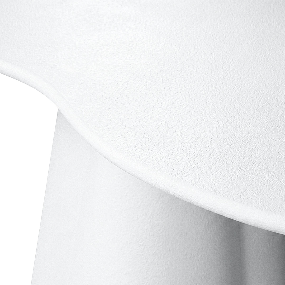 Close-up of a white textured curved product edge on a white background