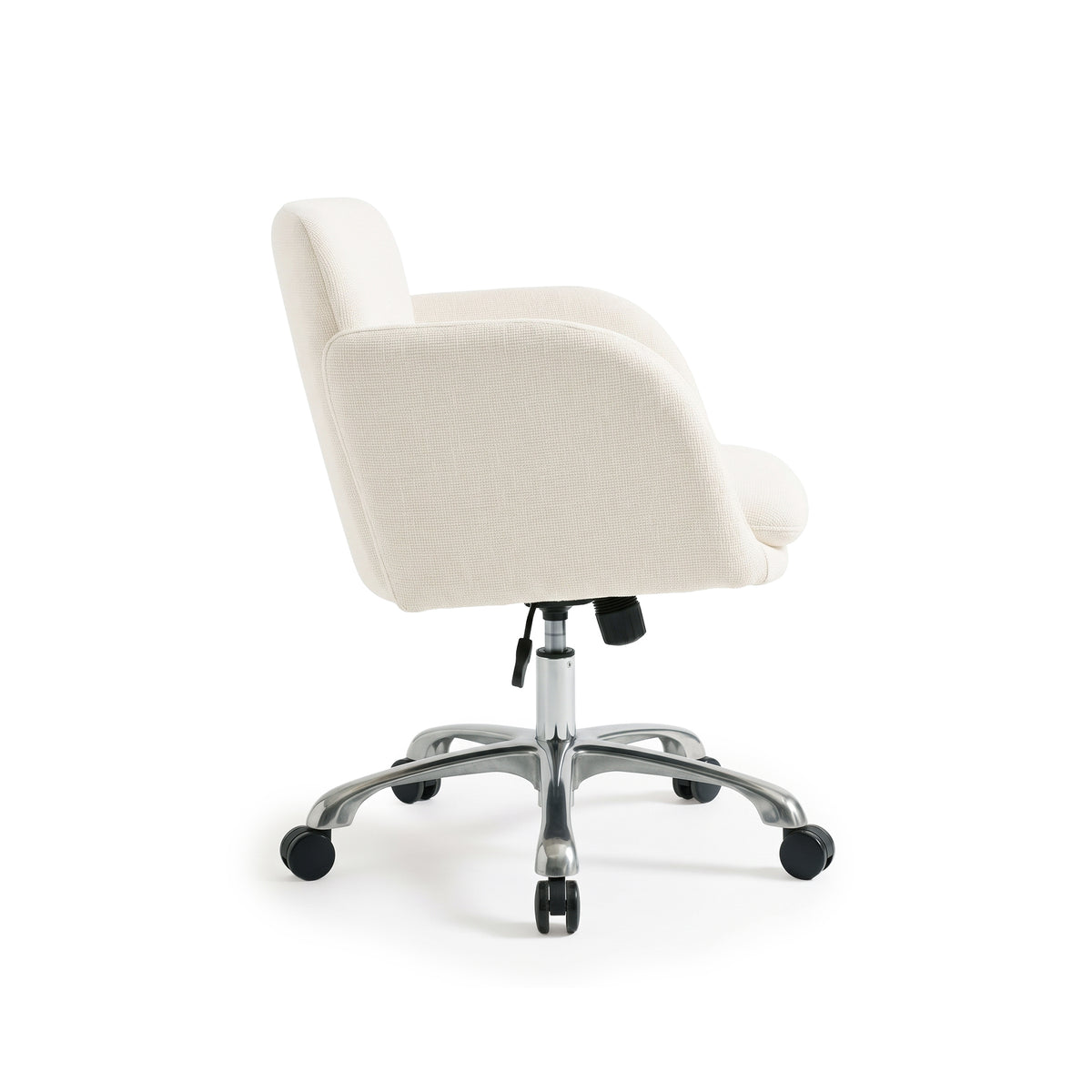 Light cream office chair shown from a three-quarter rear angle on a white background