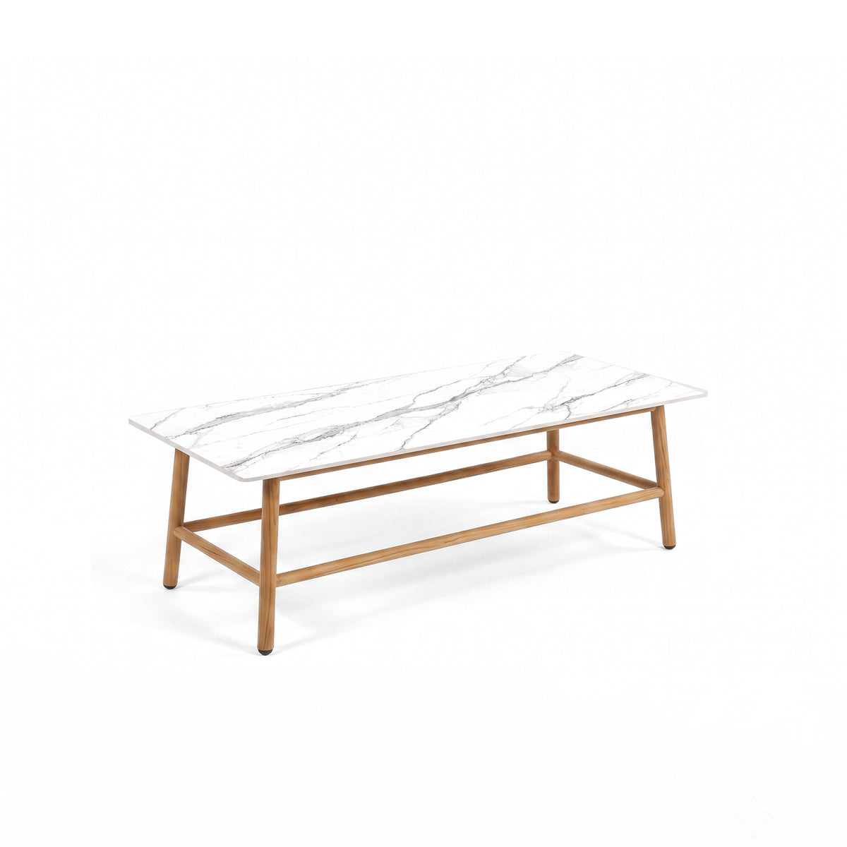 Modern coffee table with marble-effect top on white background