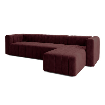 Deep Dark Merlot L-shaped sectional sofa on a white background.