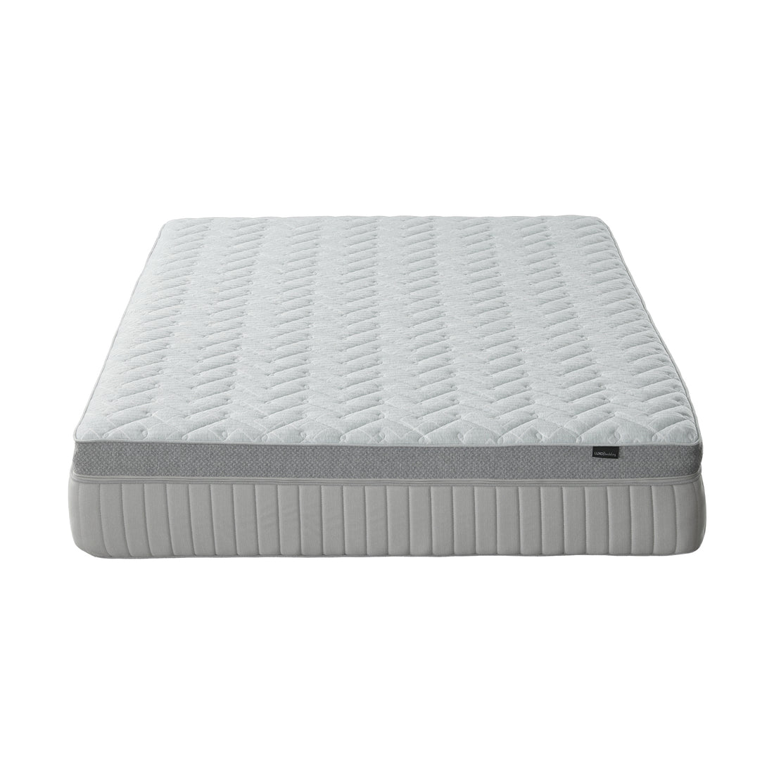 Full light grey mattress with quilted top shown on a white background