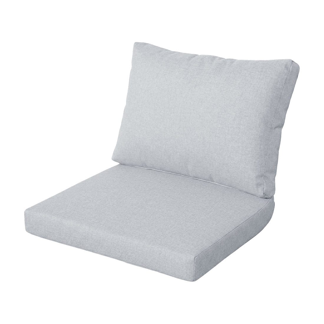Light gray two-piece chair cushion set on white background