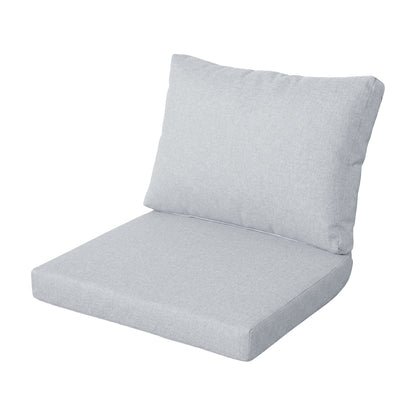 Light gray two-piece chair cushion set on white background