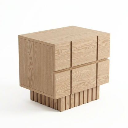 Modern wooden nightstand on white background