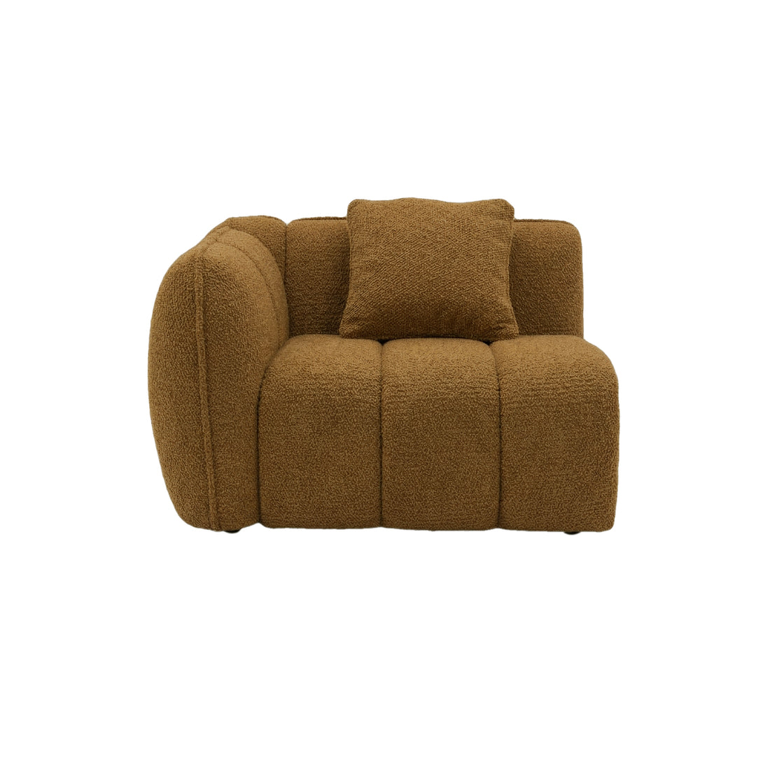 Brown modular corner sofa section on white background
