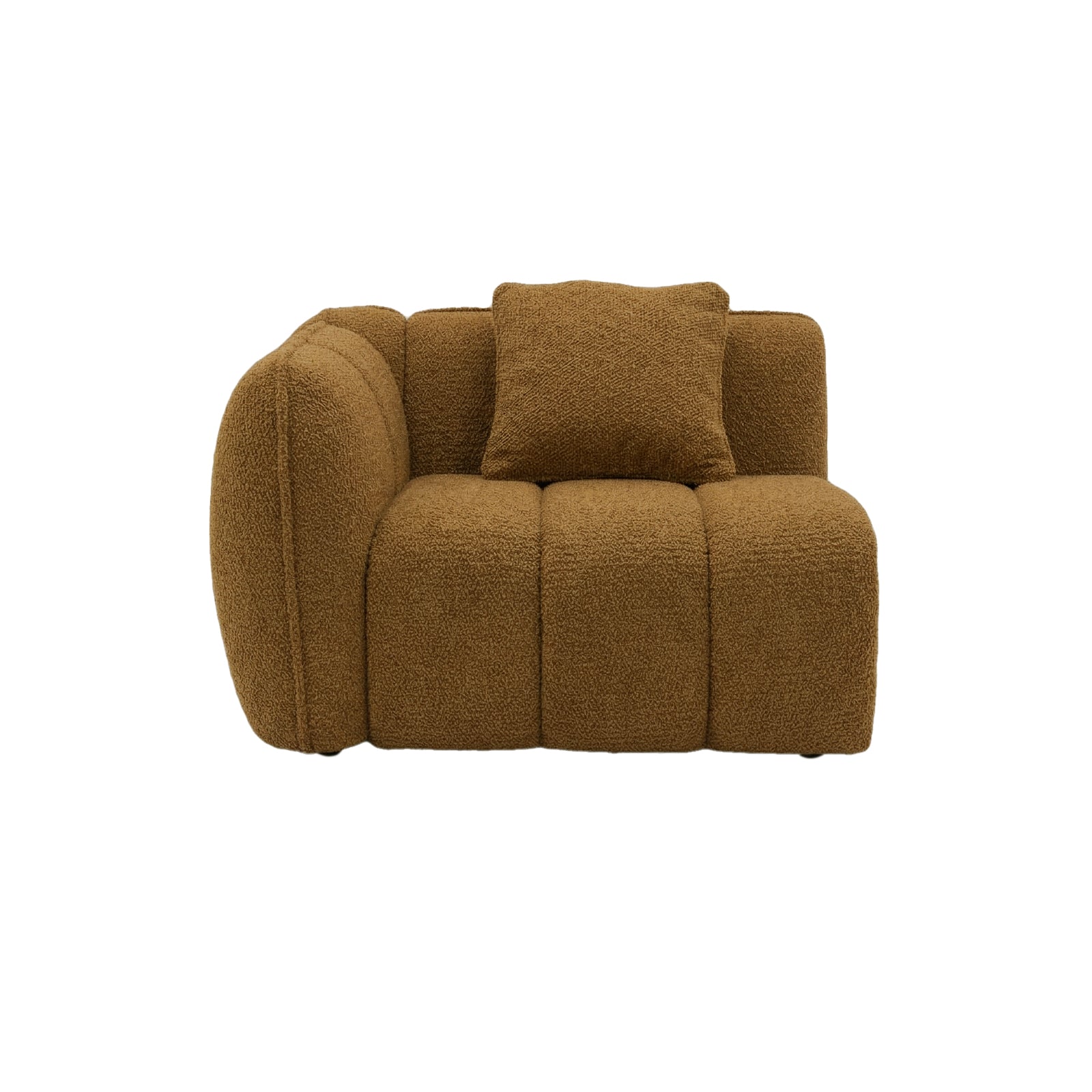 Brown modular corner sofa section on white background