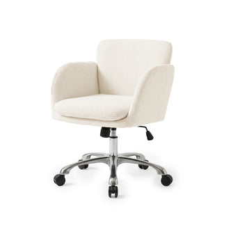 Off-white upholstered office chair isolated on a white background