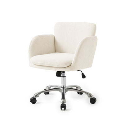 Off-white upholstered office chair isolated on a white background