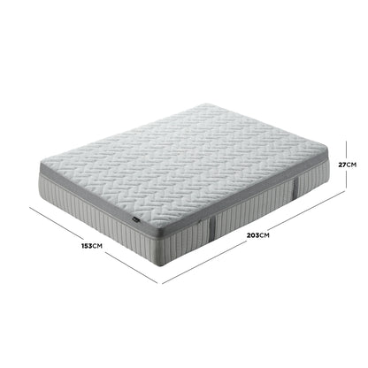 Full mattress on white background with dimension measurements shown
