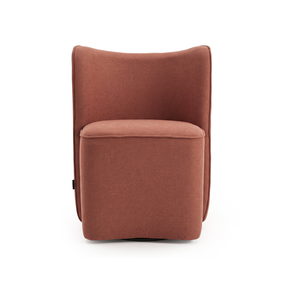 Modern terracotta accent chair on white background