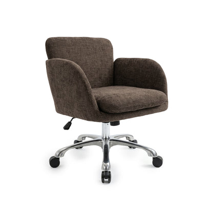 Modern brown office chair with chrome base on white background