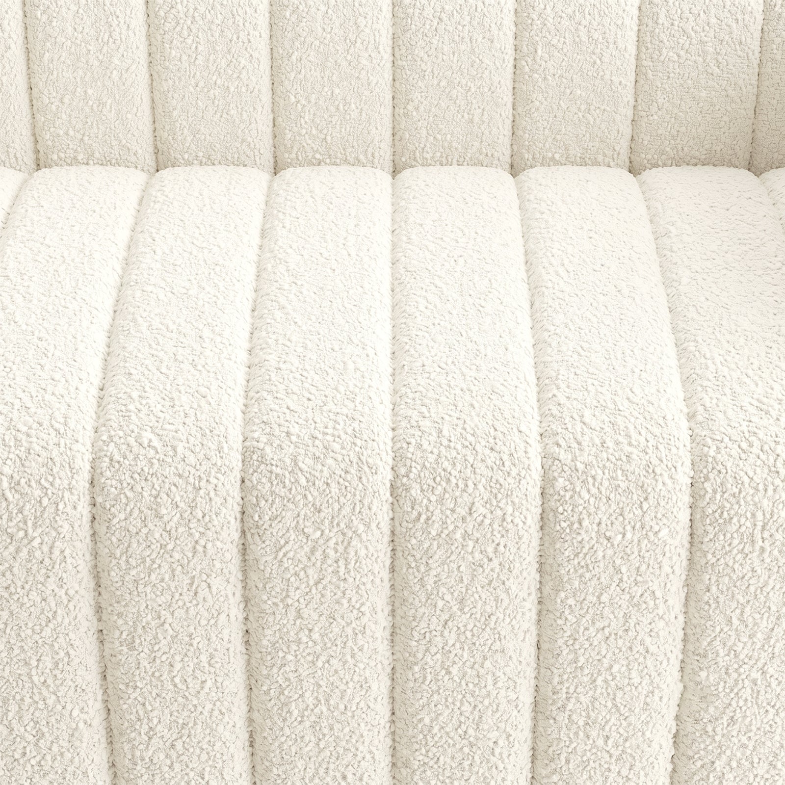 Close-up of cream vertically channeled upholstery texture