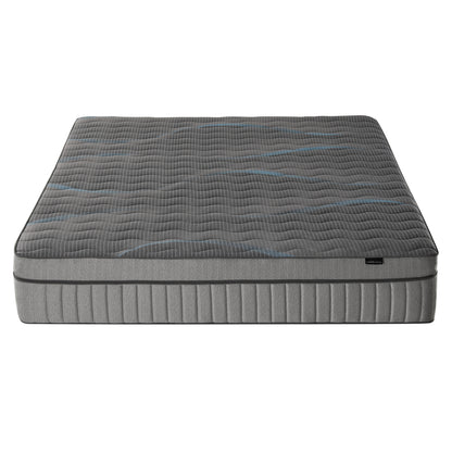 Gray textured mattress shown whole on a white background