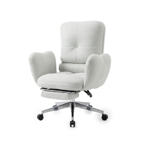 Janine Suede Fabric Swivel Office Chair in Light Beige