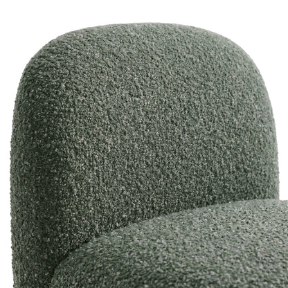 Close-up of green chair backrest and seat upholstery