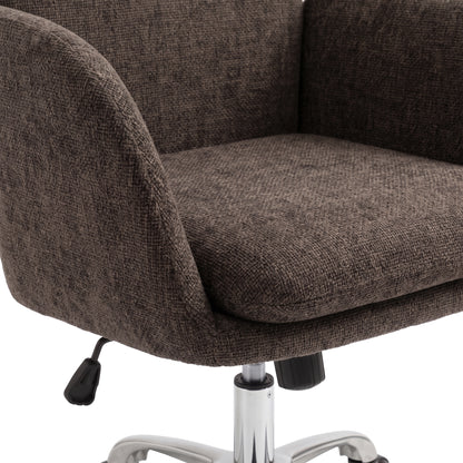 Close-up of brown office chair seat and back on white background