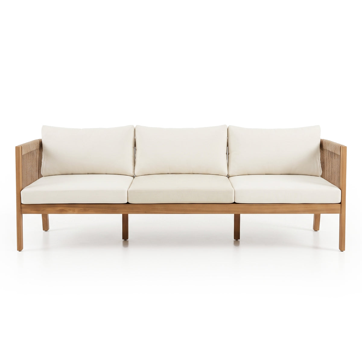 Three-seat sofa on white background