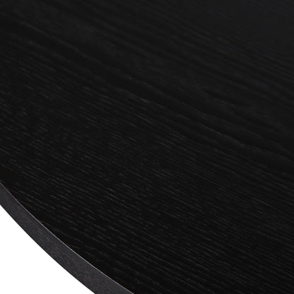 Close-up of the Gigi 180cm Oval Wooden Dining Table in Black, showcasing its dark wood-grain texture and smooth, refined edge, highlighting the elegant and durable design for modern dining spaces.
