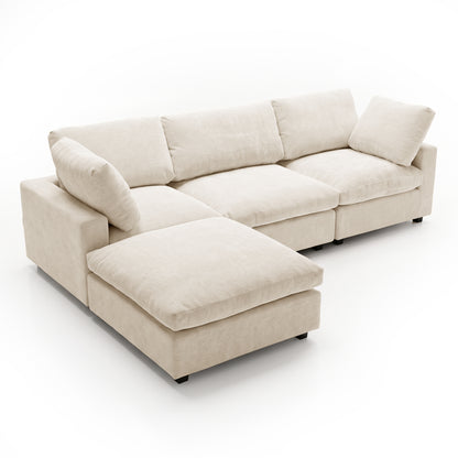 Light beige sectional sofa on a white background