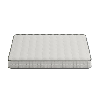 Byron Queen Murphy Bed with Mattress features a rectangular quilted mattress topper, showcasing a lightly padded top and quilt-patterned sides, on a plain background, highlighting its smart space-saving design.