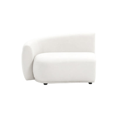 Contemporary armless curved white sofa section on white background