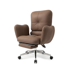 Janine Suede Fabric Swivel Office Chair in Mocha Brown