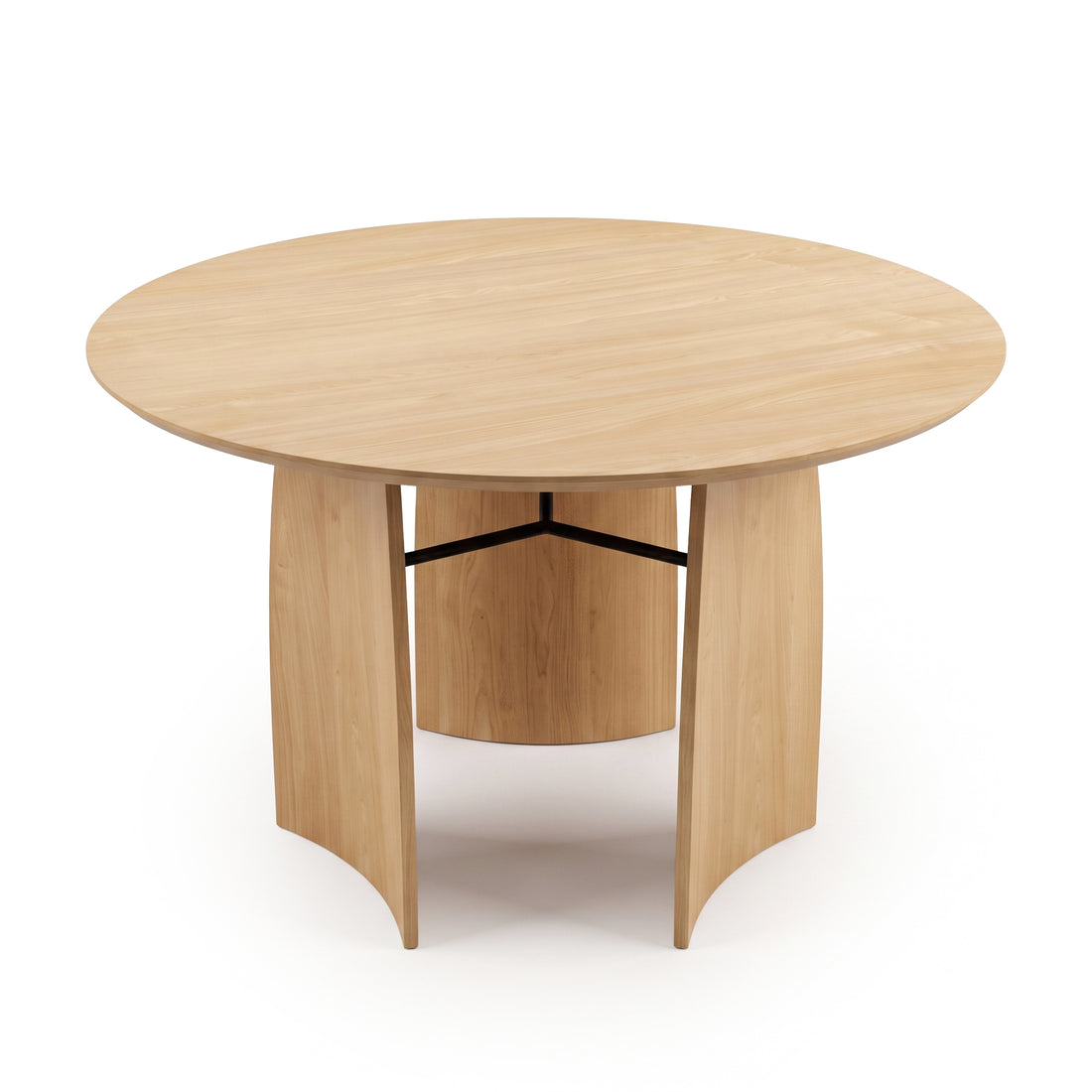 Light wood round table on white background
