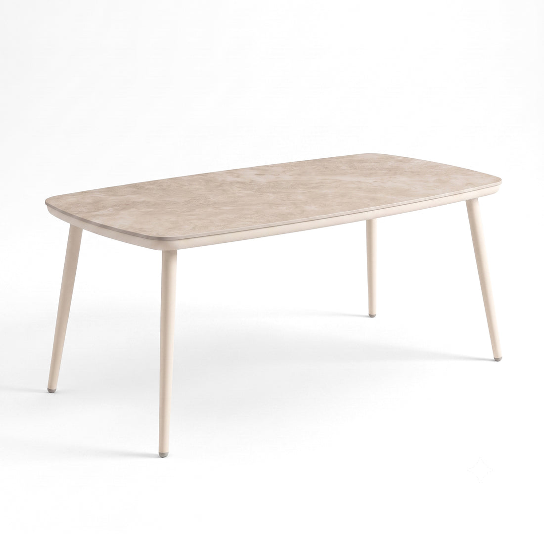Modern rectangular dining table on a white background