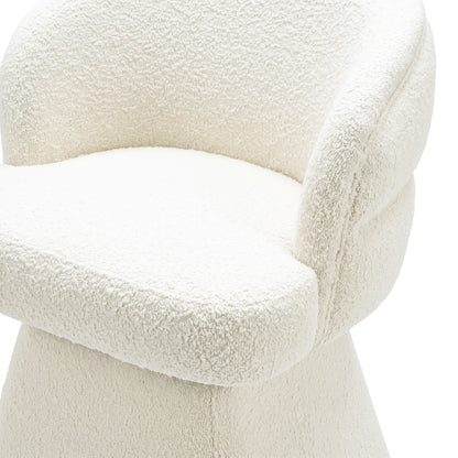 Close-up of an ivory upholstered chair seat and armrest on a white background.